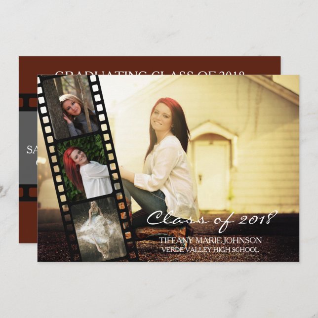 Invitation 4PHOTO Filmstrip Graduating Class of 2018 (Devant / Derrière)