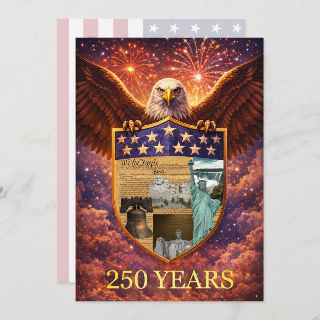 Invitation 4th of July Great American Eagle Shield 250th (Devant / Derrière)