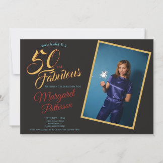 Invitation 50 and Fabulous Black Gold 50th Birthday Party