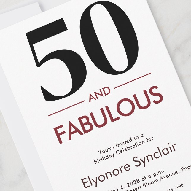 Invitation 50 And Fabulous Cherry Wine 50th Birthday (Créateur téléchargé)