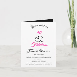 Invitation 50 and Fabulous Personalised 50th Birthday Folded
