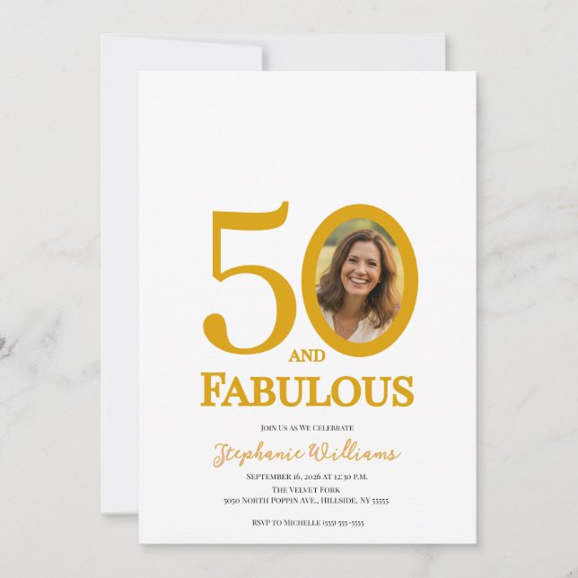 Invitation 50 and Fabulous Photo 50th Birthday Party (Devant)