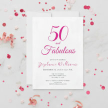50 and Fabulous Script Pink 50th Birthday Party