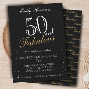 Invitation 50 ans et Fabuleux Anniversaire avec Écriture Élég