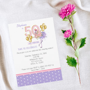 Invitation 50 ans et Fabuleux Anniversaire Fleur de Flamant R