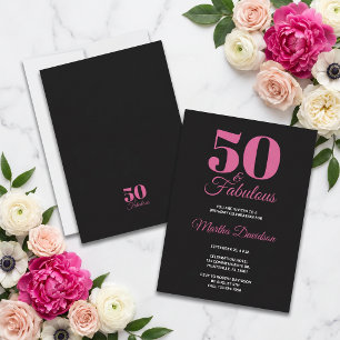 Invitation 50 ans et fabuleux Célébration rose noir Glamour