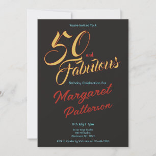 Invitation 50 ans et Fabuleux   Fête d'anniversaire de 50 ans