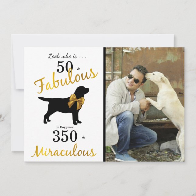 Invitation 50 ans et fabuleux - Labrador noir - années de chi (Devant)