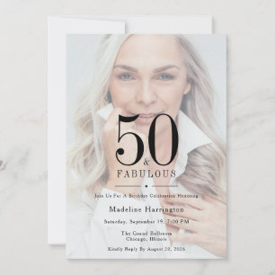 Invitation 50 ans et Fabuleux Moderne Photo Anniversaire