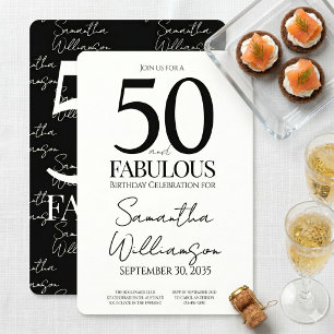 Invitation 50 ans et Fabuleux Noir   50e Anniversaire Élégant