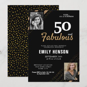 Invitation 50 ans et Fabuleux Paillettes Dorées 2 Photo 50e A