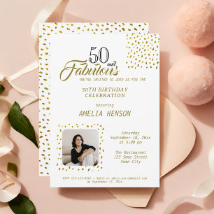 Invitation 50 ans et Fabuleux Paillettes Dorées Photo 50e Ann