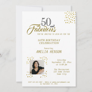 Invitation 50 ans et Fabuleux Paillettes Dorées Photo 50e Ann