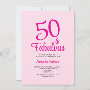 Invitation 50 ans et Fabuleux Rose Pâle Fête d'anniversaire 5