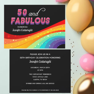 Invitation 50 ans et Fabuleux Texte Anniversaire Rose Étincel