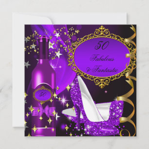 Invitation 50 ans et Fantastique Anniversaire Rose Magenta Fa