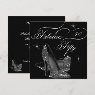 Invitation 50 ans fabuleux chaussures à talons hauts noir bla