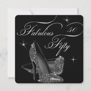 Invitation 50 ans fabuleux chaussures à talons hauts noir et