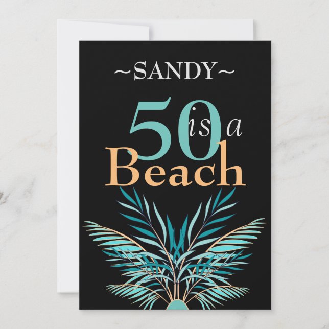 Invitation 50 est une plage cinquantième anniversaire Noir (Devant)
