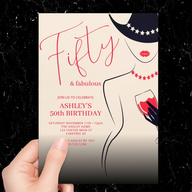 Invitation 50 et 50e anniversaire de la femme fabuleuse (Créateur téléchargé)
