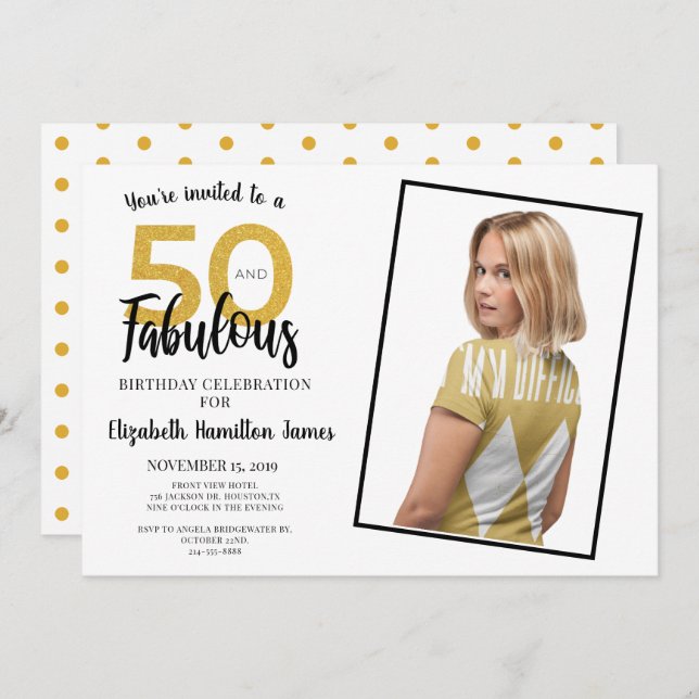 Invitation 50 et fabuleuse fête du 50e anniversaire (Devant / Derrière)