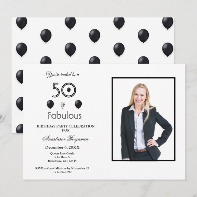 Invitation 50 et fabuleuse fête du 50e anniversaire (Devant / Derrière)