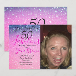 Invitation 50 et fabuleuse Parties scintillant violet Invitat