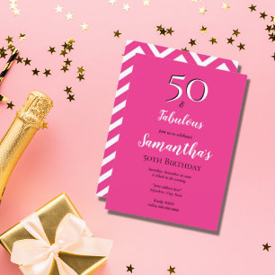 Invitation 50 et fabuleux 50e anniversaire Bash Cerise Pink P