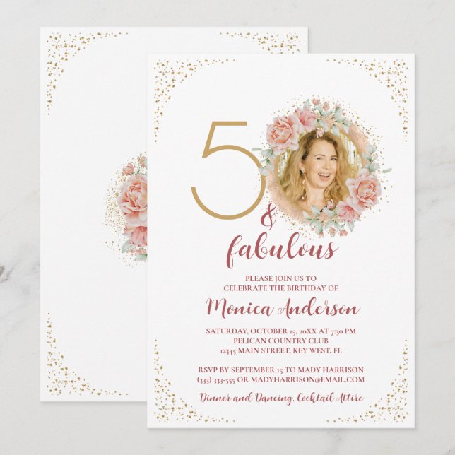 Invitation 50 et fabuleux 50e anniversaire Parties scintillan (Devant / Derrière)