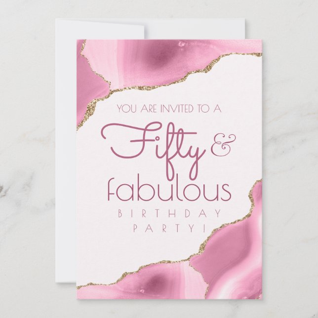 Invitation 50 et fabuleux 50e anniversaire rose (Devant)