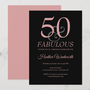 Invitation 50 et Fabuleux 50e Anniversaire Rose Poussiéreuse