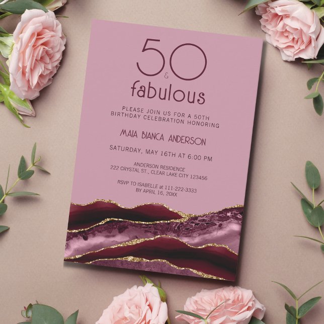 Invitation 50 et fabuleux âge rose 50e anniversaire (Créateur téléchargé)