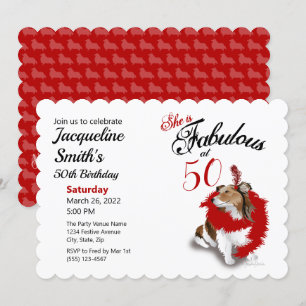 Invitation 50 et fabuleux Anniversaire Sheltie Chien Rouge