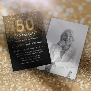 Invitation 50 et fabuleux Black & Gold Parties scintillant An