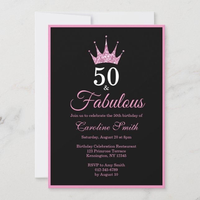 Invitation 50 et fabuleux cinquantième anniversaire (Devant)