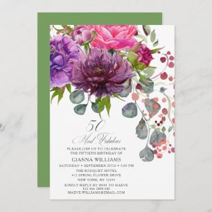 Invitation 50 et fabuleux Elegant Floral 50e Anniversaire