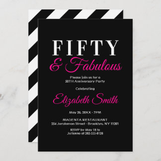 Invitation 50 et fabuleux Elegant Hot Pink 50e anniversaire
