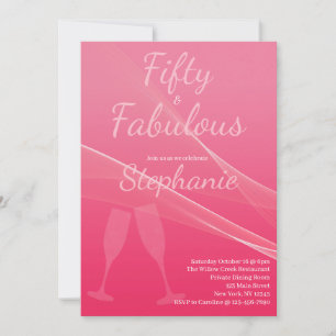 Invitation 50 et Fabuleux Fête d'anniversaire 50 ans Rose