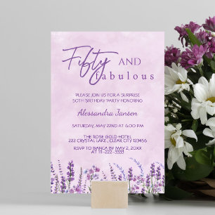Invitation 50 et fabuleux Fleur sauvage pourpre 50e anniversa