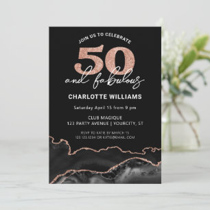 Invitation 50 Et fabuleux Rose de Parties scintillant Or 50e 