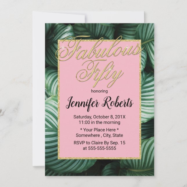 Invitation 50 et fabuleux Tropical moderne cinquante annivers (Devant)
