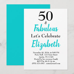 Invitation 50 et Fabuleux Turquoise Blue Anniversaire