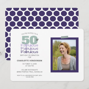 Invitation 50 et fabuleux violet fête d'anniversaire photo