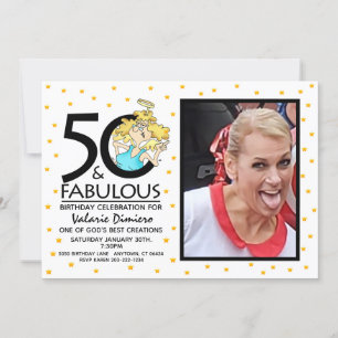 Invitation 50 et Fabulous Angel Cartoon Photo Anniversaire