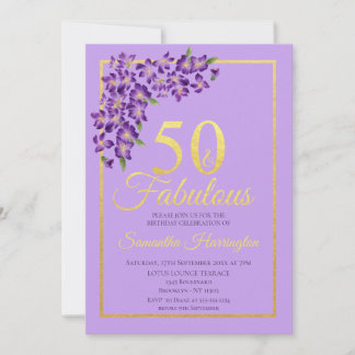 Invitation 50 et Fabulous Gold 50e fête d'anniversaire