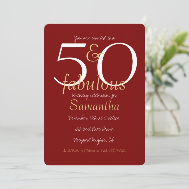Invitation 50 et Fabulous Gold Red 50e anniversaire (Debout devant)