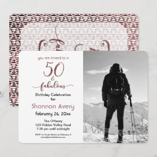 Invitation 50 et Fabulous Party avec Faux Rose Gold & Photo