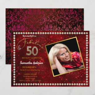 Invitation 50 et Fabulous Red Bling 50e fête d'anniversaire