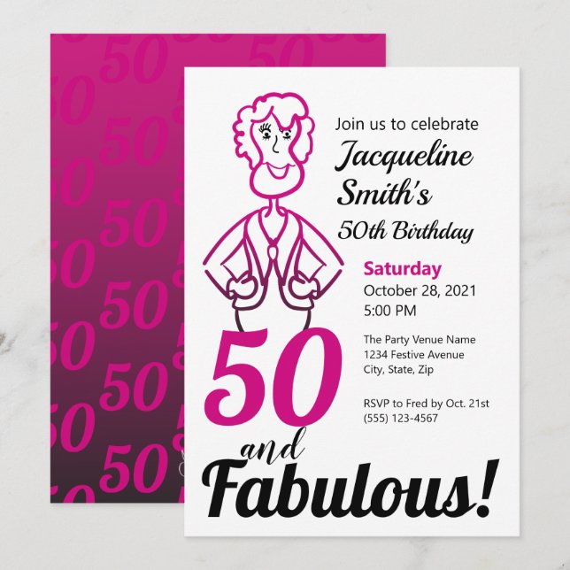 Invitation 50 et Fabulous Rose et Black Funny Lady (Devant / Derrière)