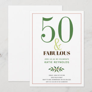 Invitation 50 et Fabulous Simple Green Anniversaire